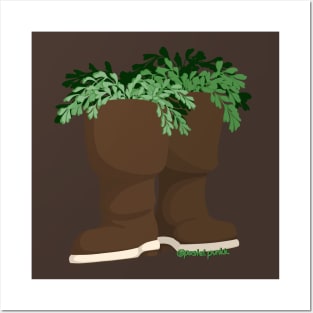 Maidenhair Fern Rain Boots Posters and Art